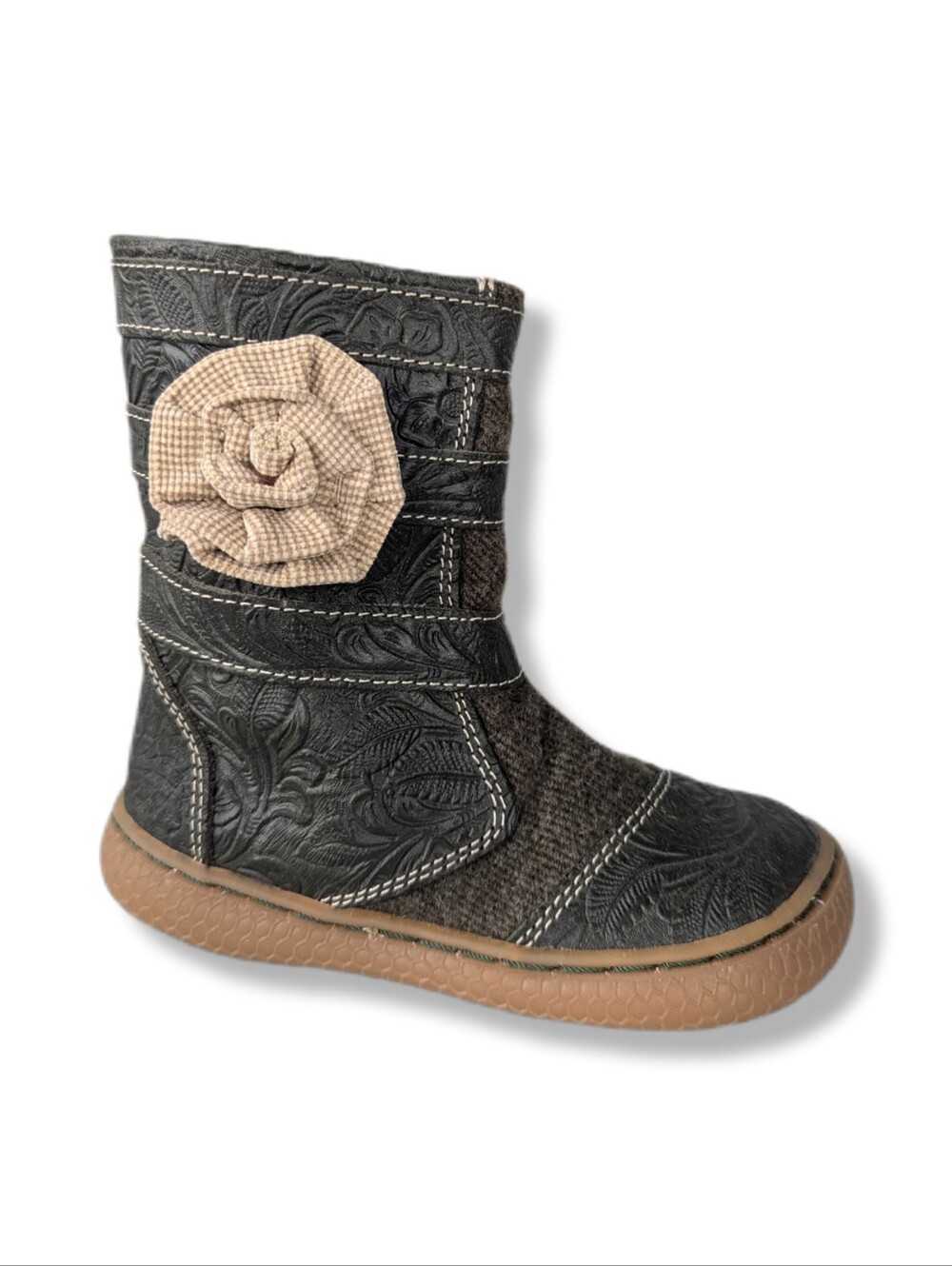 Livie & Luca Girls Green Leather Boho Zipper Boots